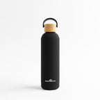 Eco-Friendly Drink Bottle with Bamboo Lid – Midnight Black