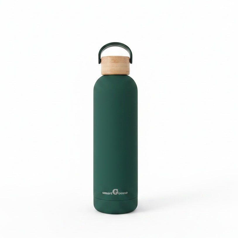Eco-Friendly Drink Bottle with Bamboo Lid – Forest Green